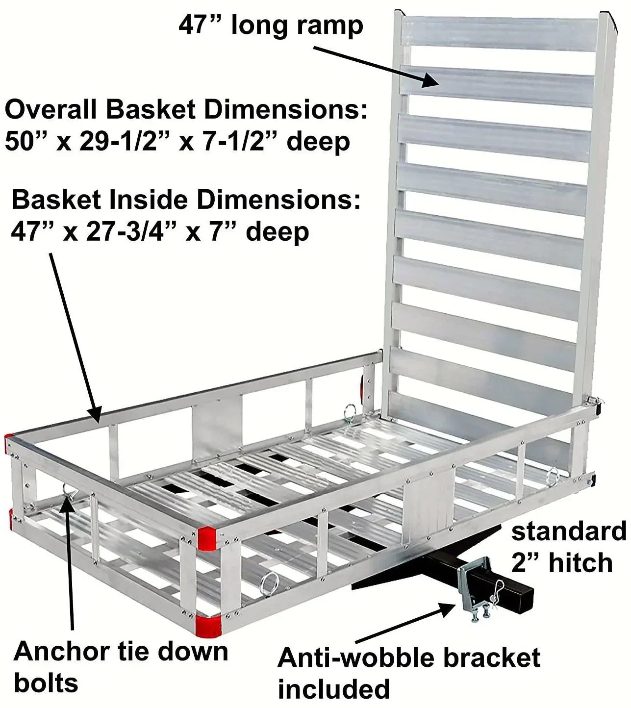 80779 Aluminum Hitch Mount Cargo Carrier with 47�测�� Long Ramp, 1 Pack
