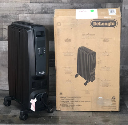 De'Longhi Oil Filled Radiator Space Heater, Quiet 1500W, Adjustable Thermostat, 3 Heat Settings, Timer, Energy Saving, Safety Features, White, Dragon TRD40615EBKCA, Black