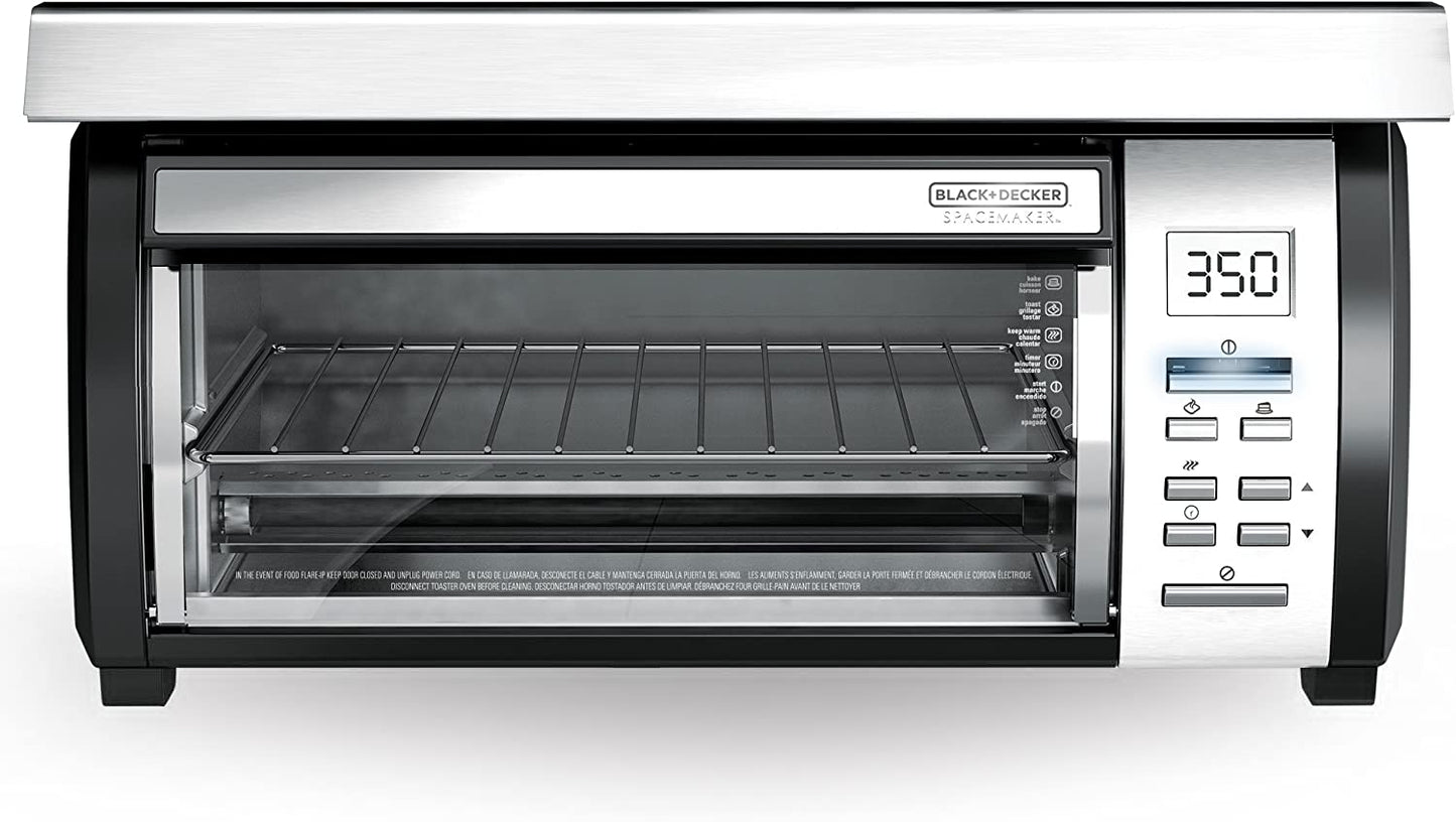 BLACK+DECKER SpaceMaker Under-Counter Toaster Oven, Digital Controls, Black/Stainless Steel, Fits 9�测�� Pizza, TROS1000D