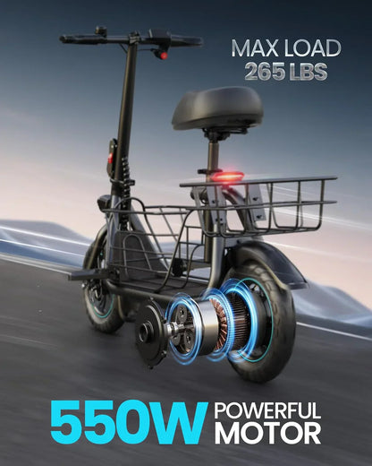 Adults Electric Scooter with Large Middle Basket
