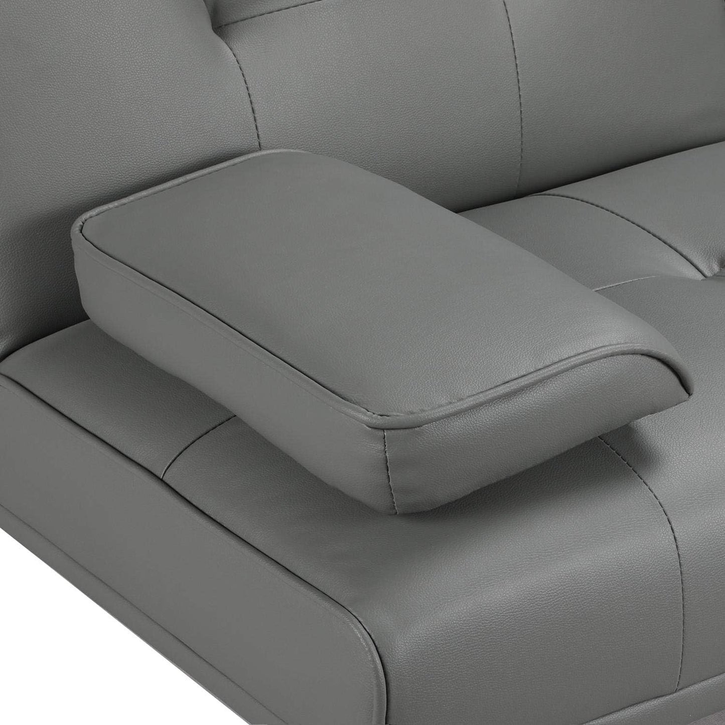 Yaheetech Convertible Sofa Bed Adjustable Couch Sleeper Modern Faux Leather Home Recliner Reversible Loveseat Folding Daybed Guest Bed, Removable Armrests, Cup Holders, 3 Angles, 772lb Capacity, Black