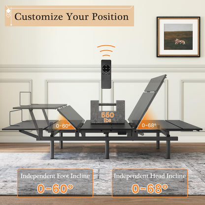 Adjustable Bed Frame -Wireless Remote -Memory Function -Adjustable Bed Base -Head and Foot Lift Incline -Zero Gravity -Quiet Motorfor Lying Down, Reading, Watching TV,Fatigue,BackacheFULL
