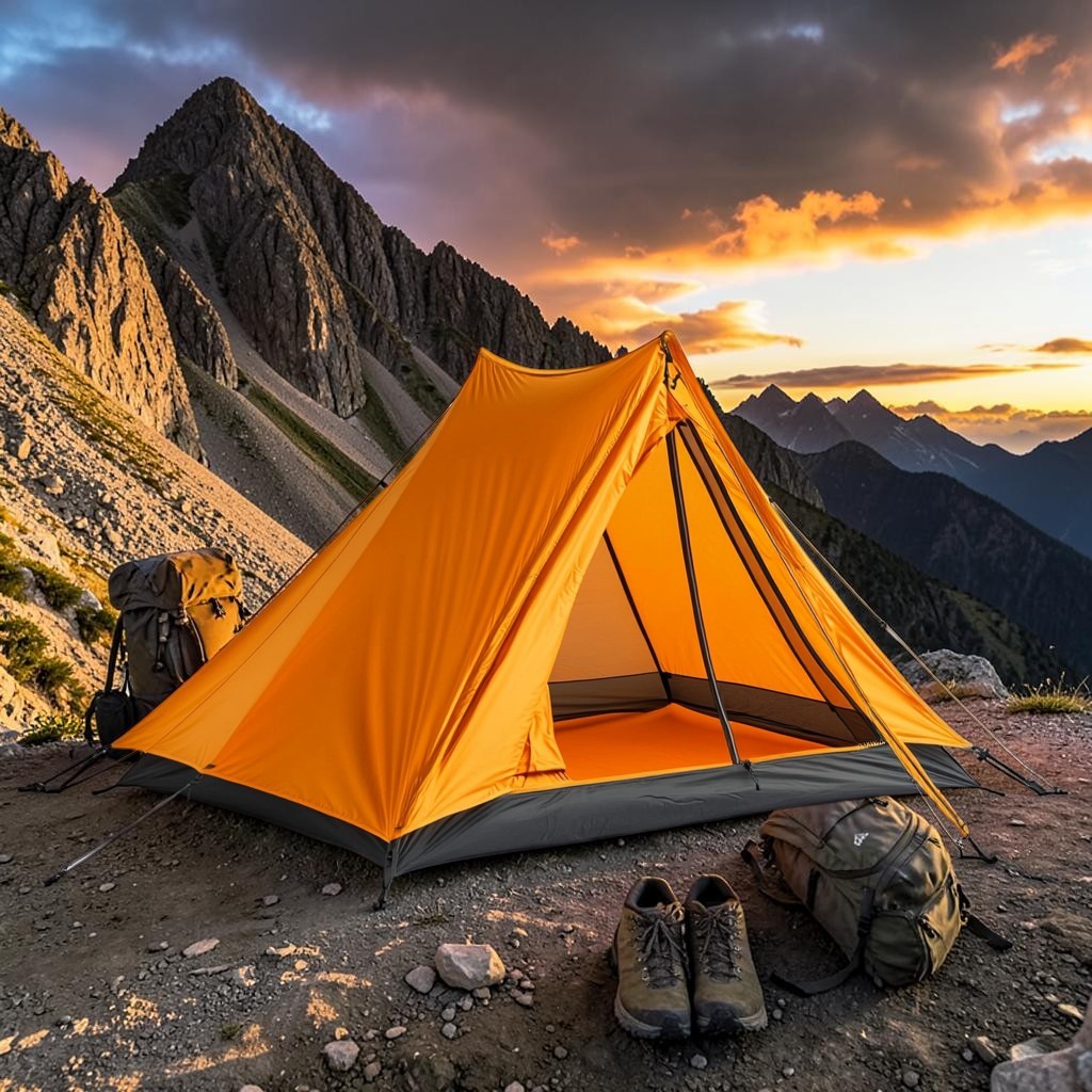 Jupon 2-Person Lightweight Trekking Tent - Waterproof & Windproof - Orange