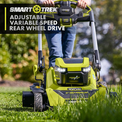 Ryobi 40V HP Brushless 21-in Self-Propelled AWD Lawn Mower Whisper Series ncludes (2) 6.0Ah Batteries and Charger