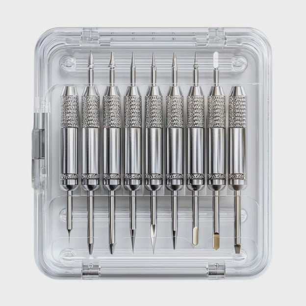 KOVNG Precision Micro-Screwdriver Set - 12-Piece Hardened S2 Steel Tips with Non-Slip Aluminum Handles and Transparent Case